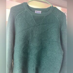 Meister Mens Small Vintage Retro 80s Wool Ski Lodge Sweater green boiled wool